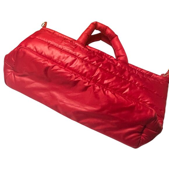 💄 Estée Lauder Red Quilted Puffer Tote Bag — Hot Pink Lining - Picture 3 of 8